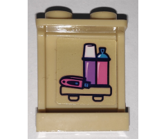 Panel 1 x 2 x 2 with Side Supports - Hollow Studs with USB Flash Drive and Flasks Pattern on Inside (Sticker) - Set 41340