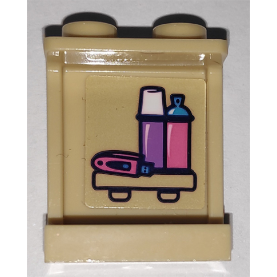 Panel 1 x 2 x 2 with Side Supports - Hollow Studs with USB Flash Drive and Flasks Pattern on Inside (Sticker) - Set 41340