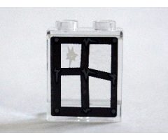 Panel 1 x 2 x 2 with Side Supports - Hollow Studs with Black Window Frame Bent with Hole in Top Left Pane Pattern Model Right Side - Set 75904
