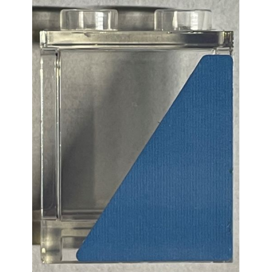 Panel 1 x 2 x 2 with Side Supports - Hollow Studs with Medium Blue Triangle Pattern Model Left Side (Sticker) - Set 75968
