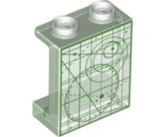 Panel 1 x 2 x 2 with Side Supports - Hollow Studs with Screen with Green Space Coordinates Pattern