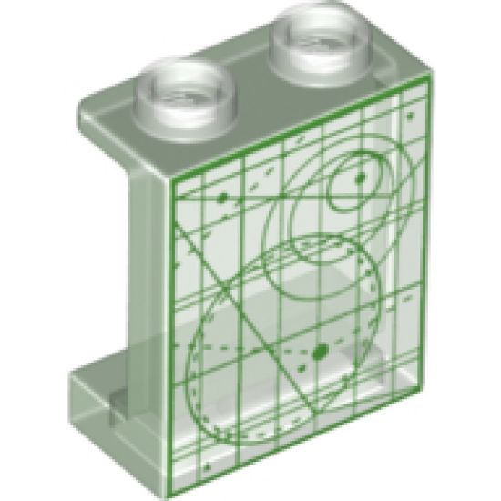 Panel 1 x 2 x 2 with Side Supports - Hollow Studs with Screen with Green Space Coordinates Pattern