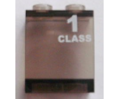 Panel 1 x 2 x 2 - Hollow Studs with White '1 CLASS' Right Pattern (Sticker) - Set 7897