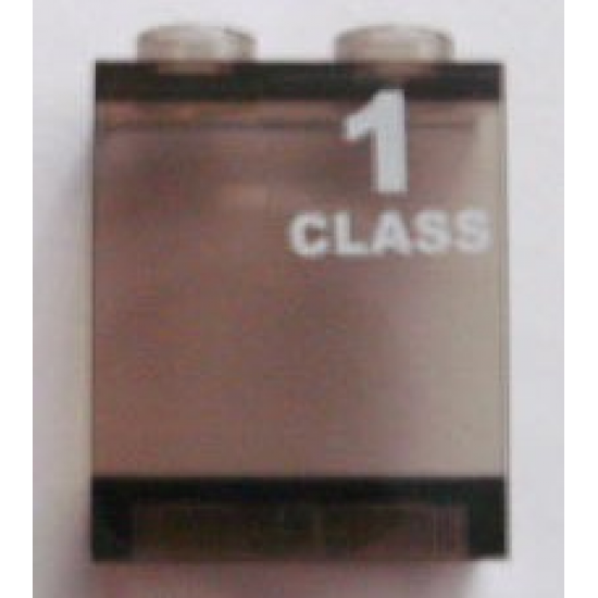 Panel 1 x 2 x 2 - Hollow Studs with White '1 CLASS' Right Pattern (Sticker) - Set 7897