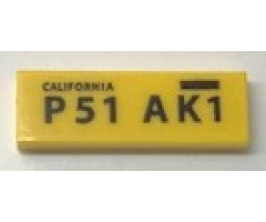 Tile 1 x 3 with 'CALIFORNIA P51 AK1' License Plate Pattern (Sticker) - Set 10252