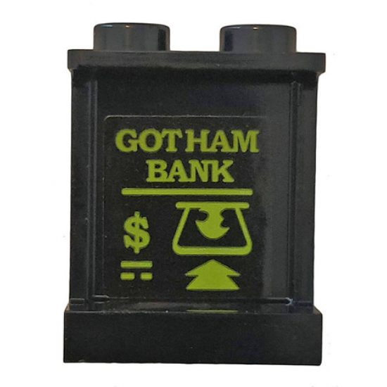 Panel 1 x 2 x 2 with Side Supports - Hollow Studs with ATM and 'GOTHAM BANK' on Inside Pattern (Sticker) - Set 70921