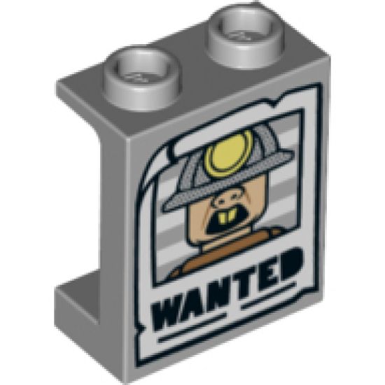 Panel 1 x 2 x 2 with Side Supports - Hollow Studs with Underminer Wanted Poster Pattern