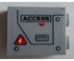 Panel 1 x 2 x 2 with Side Supports - Hollow Studs with 'ACCESS', Electricity Danger Sign and Hatch with Handle and Bolts Pattern Side A (Sticker) - Set 60188