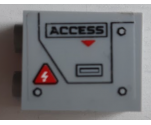 Panel 1 x 2 x 2 with Side Supports - Hollow Studs with 'ACCESS', Electricity Danger Sign and Hatch with Handle and Bolts Pattern Side B (Sticker) - Set 60188