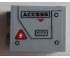 Panel 1 x 2 x 2 with Side Supports - Hollow Studs with 'ACCESS', Electricity Danger Sign and Hatch with Handle and Bolts Pattern Side B (Sticker) - Set 60188