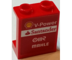 Panel 1 x 2 x 2 with Side Supports - Hollow Studs with Shell Logo and 'V-Power', 'Santander', 'OIIR' and 'MAHLE' Pattern (Sticker) - Set 75913