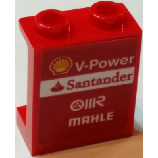 Panel 1 x 2 x 2 with Side Supports - Hollow Studs with Shell Logo and 'V-Power', 'Santander', 'OIIR' and 'MAHLE' Pattern (Sticker) - Set 75913