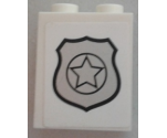 Panel 1 x 2 x 2 with Side Supports - Hollow Studs with Silver Police Badge Pattern (Sticker) - Set 60049