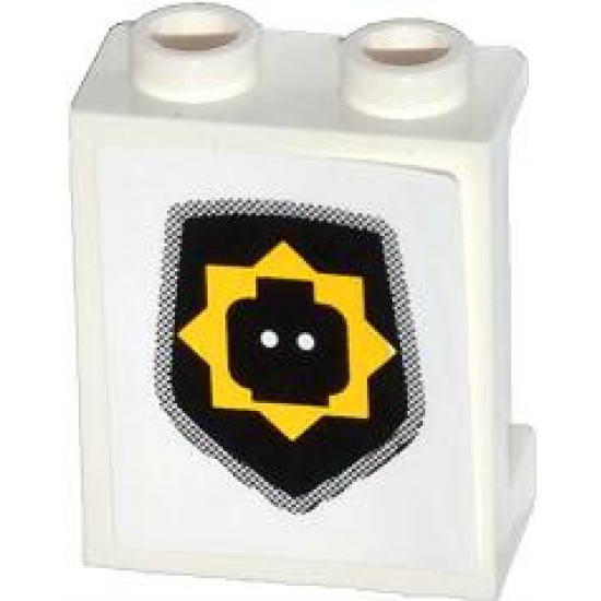Panel 1 x 2 x 2 with Side Supports - Hollow Studs with Minifigure Head Badge Pattern (Sticker) - Set 70808