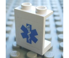 Panel 1 x 2 x 2 - Hollow Studs with Blue EMT Star of Life Pattern (Sticker) - Set 7890