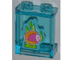 Panel 1 x 2 x 2 with Side Supports - Hollow Studs with Pink Fish with Yellow Fins Pattern (Sticker) - Set 3188