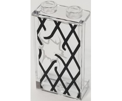 Panel 1 x 2 x 3 with Side Supports - Hollow Studs with Black Window Lattice with Large Broken Section Pattern (Sticker) - Set 75903