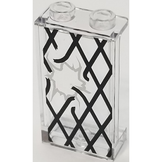 Panel 1 x 2 x 3 with Side Supports - Hollow Studs with Black Window Lattice with Large Broken Section Pattern (Sticker) - Set 75903