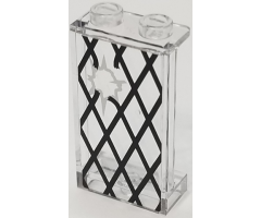 Panel 1 x 2 x 3 with Side Supports - Hollow Studs with Black Window Lattice with Small Broken Section Pattern (Sticker) - Set 75903