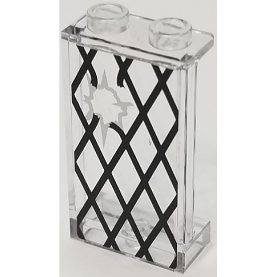 Panel 1 x 2 x 3 with Side Supports - Hollow Studs with Black Window Lattice with Small Broken Section Pattern (Sticker) - Set 75903