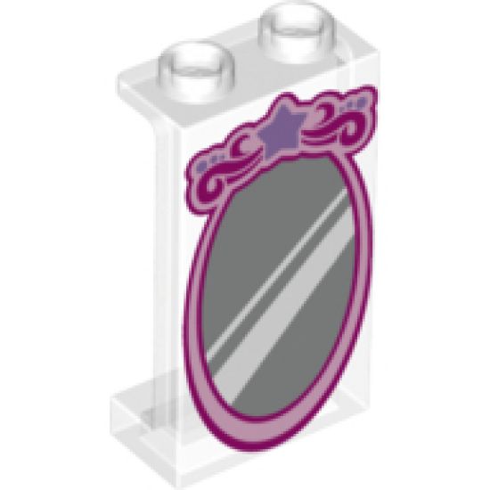 Panel 1 x 2 x 3 with Side Supports - Hollow Studs with Pink Outline Mirror Pattern (10723)