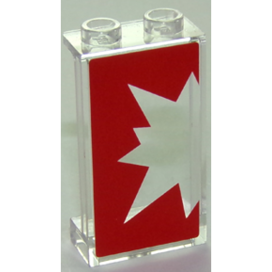 Panel 1 x 2 x 3 with Side Supports - Hollow Studs with Red Starburst Explosion Left Half on Transparent Background Pattern (Sticker) - Set 41235
