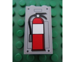 Panel 1 x 2 x 3 with Side Supports - Hollow Studs with Fire Extinguisher Pattern (Sticker) - Set 7596