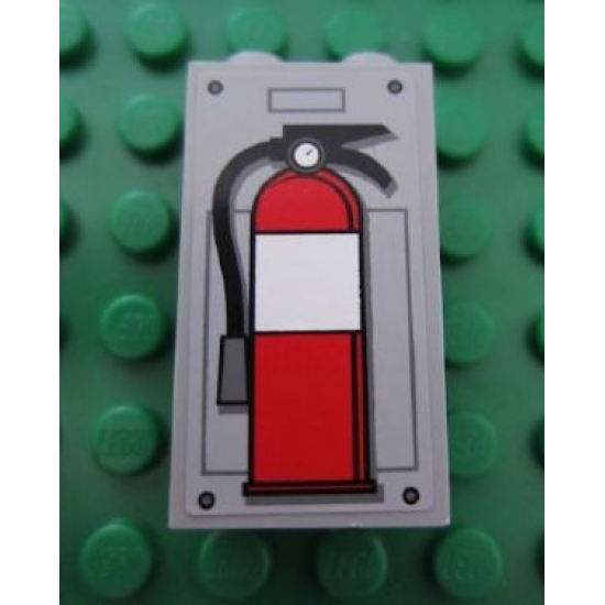 Panel 1 x 2 x 3 with Side Supports - Hollow Studs with Fire Extinguisher Pattern (Sticker) - Set 7596