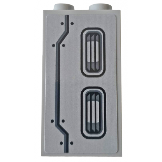 Panel 1 x 2 x 3 with Side Supports - Hollow Studs with Vents and Six Rivets Pattern Model Left Side (Sticker) - Set 76143