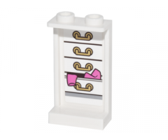 Panel 1 x 2 x 3 with Side Supports - Hollow Studs with 4 Drawers and Clothes Hanging Out on Inside Pattern (Sticker) - Set 41067