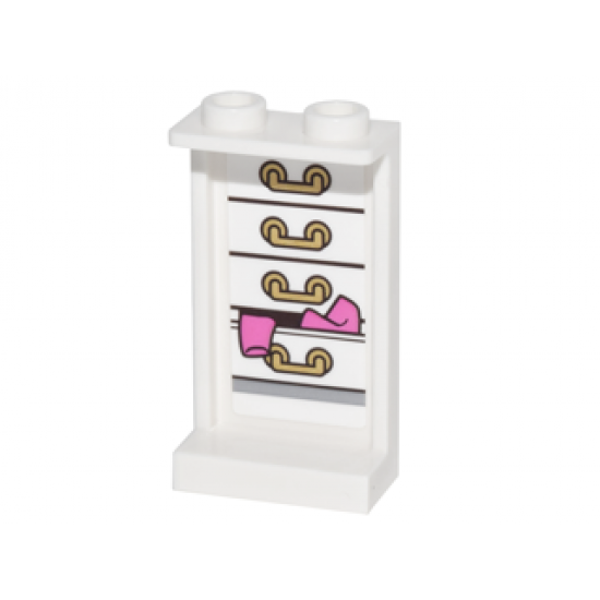 Panel 1 x 2 x 3 with Side Supports - Hollow Studs with 4 Drawers and Clothes Hanging Out on Inside Pattern (Sticker) - Set 41067
