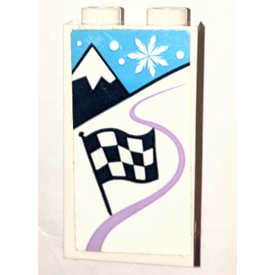 Panel 1 x 2 x 3 with Side Supports - Hollow Studs with Mountain, Snowflake and Checkered Flag Pattern (Sticker) - Set 41319