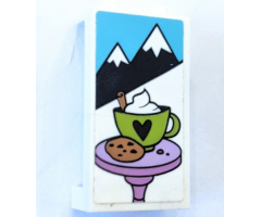 Panel 1 x 2 x 3 with Side Supports - Hollow Studs with Mountains, Cookie and Hot Chocolate Cup with Heart Pattern (Sticker) - Set 41319