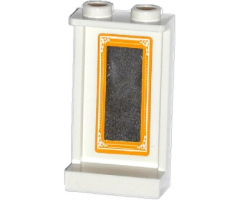 Panel 1 x 2 x 3 with Side Supports - Hollow Studs with Rectangular Mirror with Bright Light Orange Frame Pattern on Inside (Sticker) - Set 41054