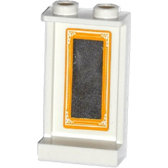 Panel 1 x 2 x 3 with Side Supports - Hollow Studs with Rectangular Mirror with Bright Light Orange Frame Pattern on Inside (Sticker) - Set 41054