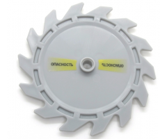 Technic Circular Saw Blade 9 x 9 with Pin Hole and Teeth in Same Direction with Cyrillic Characters '????????b' (OPASNOSTB) Pattern Model Left Side (Stickers) - Set 7626