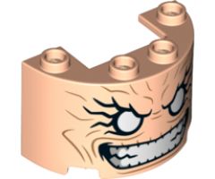 Cylinder Half 2 x 4 x 2 with 1 x 2 Cutout with White Eyes, Clenched Teeth, and Cheek Lines Pattern (MODOC Face)