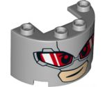 Cylinder Half 2 x 4 x 2 with 1 x 2 Cutout with Red Glasses (Giant-Man Face) Pattern