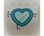 Panel 3 x 4 x 3 Curved with Double Clip Hinge with Dark Turquoise Heart Shaped Porthole Pattern (Sticker) - Set 41378