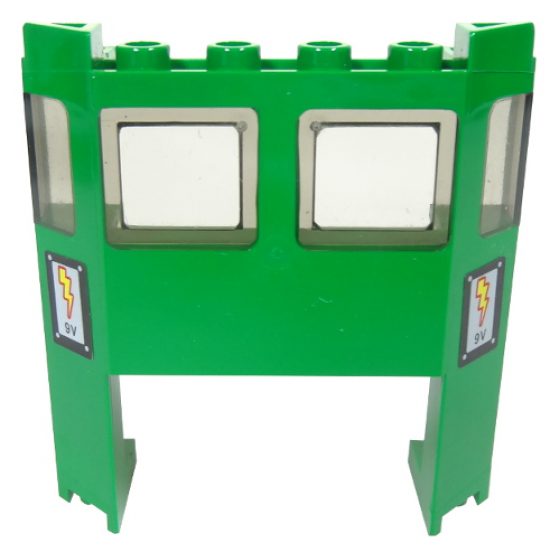 Train Front with 1 x 4 x 2 Cutout and Electric Lightning Bolt and '9V' Pattern on Both Sides (Stickers) - Set 7898