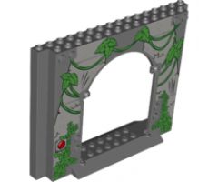 Panel 4 x 16 x 10 with Leaves, Vines and Red Button Pattern
