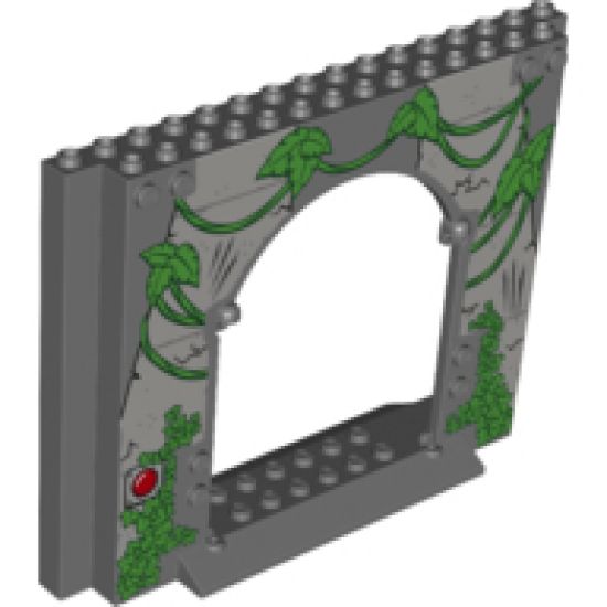 Panel 4 x 16 x 10 with Leaves, Vines and Red Button Pattern