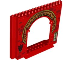 Panel 4 x 16 x 10 with Ninjago Asian Arch and Dragon Head Door Knocker Pattern