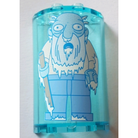 Cylinder Half 2 x 4 x 5 with 1 x 2 Cutout with Frozen Jasper Beardley Pattern (Sticker) - Set 71016