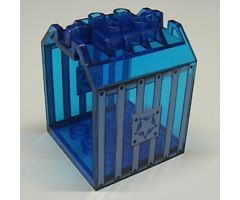 Container Box Open Ended 4 x 4 x 4 with 1 Locking Hinge Finger on Each End with Jail Bars and Star Pattern