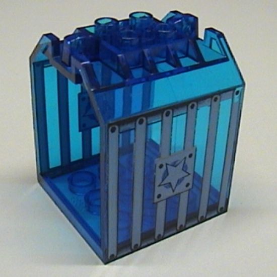 Container Box Open Ended 4 x 4 x 4 with 1 Locking Hinge Finger on Each End with Jail Bars and Star Pattern