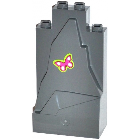 Rock Panel 2 x 4 x 6 with Magenta and White Butterfly Pattern (Sticker) - Set 41033