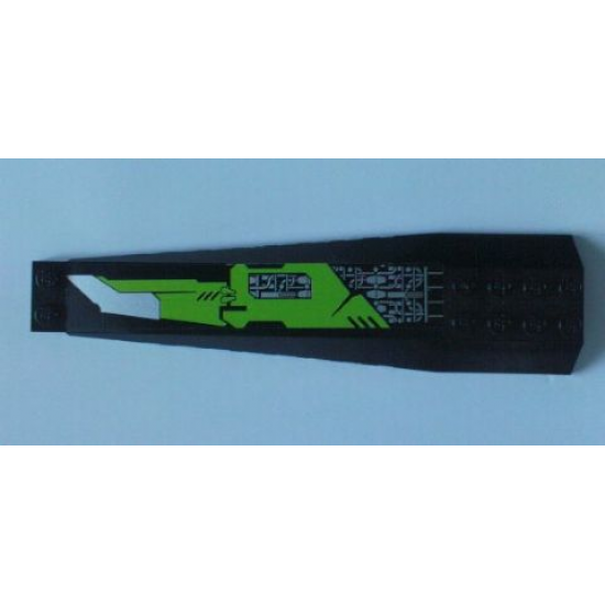 Wedge 16 x 4 Triple Curved with Lime Green and Silver Circuitry and Blade Curved Left Pattern (Sticker) - Set 8104