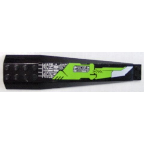 Wedge 16 x 4 Triple Curved with Lime Green and Silver Circuitry and Blade Curved Right Pattern (Sticker) - Set 8104