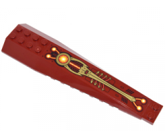 Wedge 16 x 4 Triple Curved with Gold Panels with Rivets, Red Wires and Yellow Energy Orbs Pattern (Sticker) - Set 70146